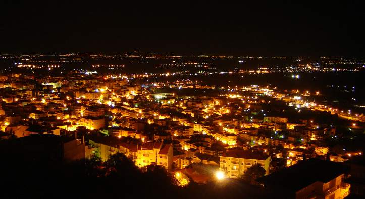 Veria at night, seen from above