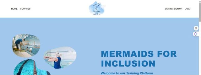 Mermaids for Inclusion training platform home page