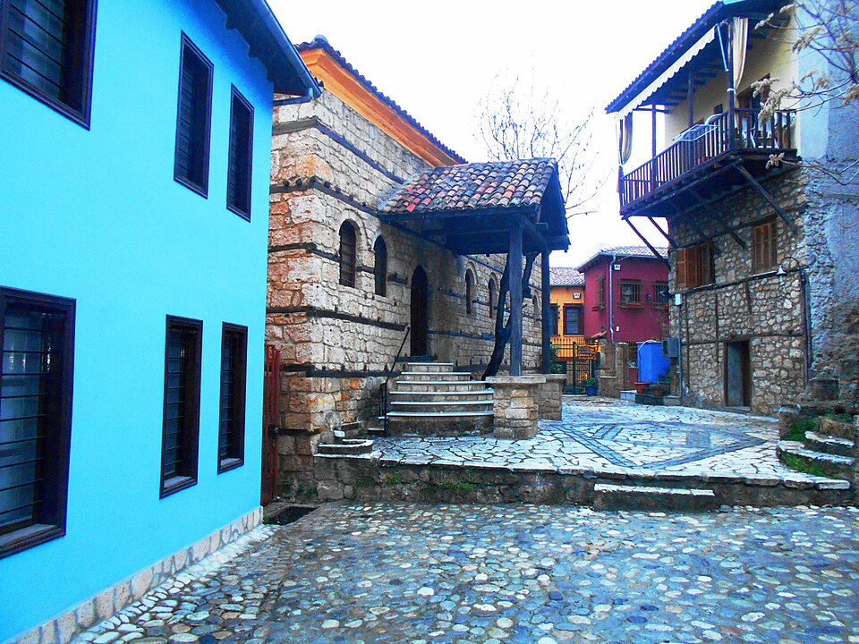 Colourful houses in the old Jewish quarter of Barbouta