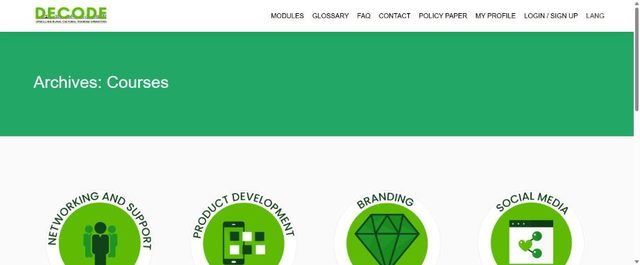 DECODE platform: course modules page