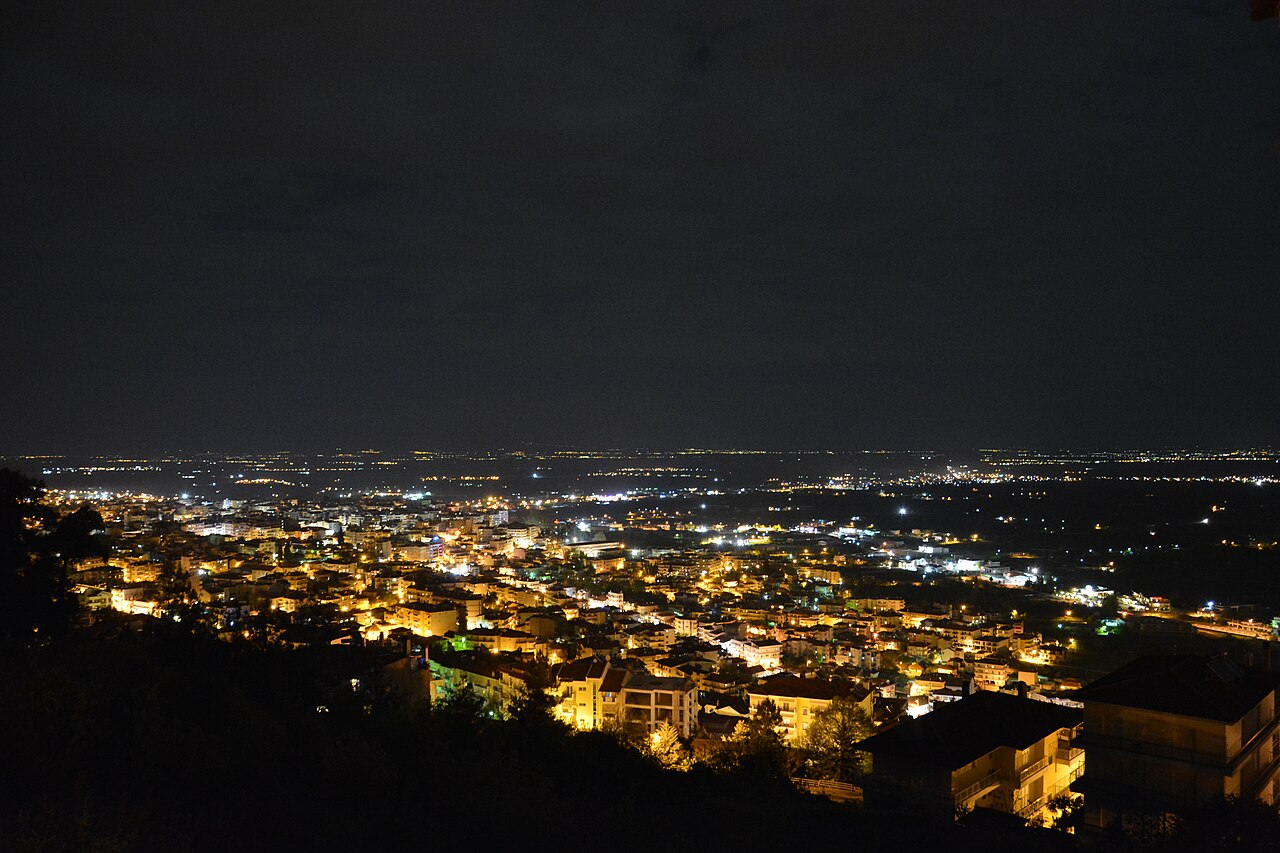 The lights of Veria at night
