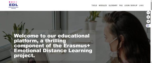 Emotional Distance Learning platform home page